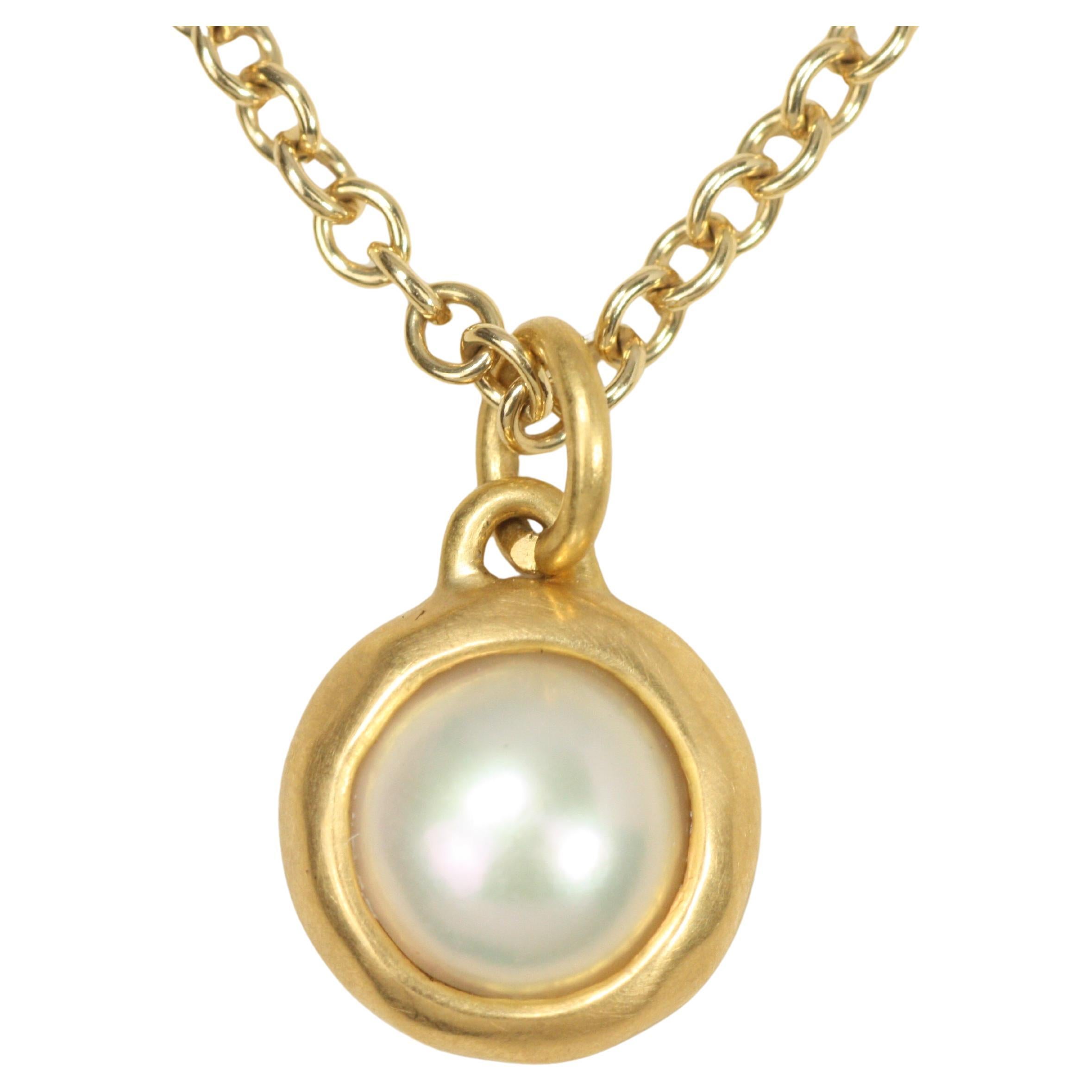 Pendentif perle en or jaune 22K, breloque, collier