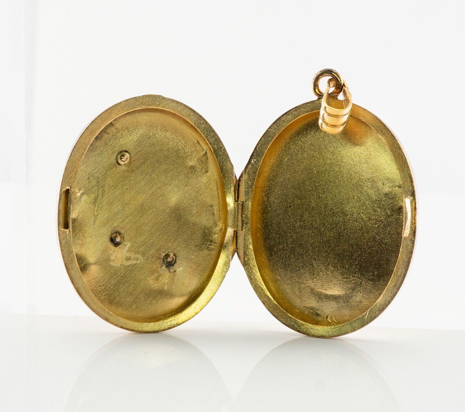 Pendentif médaillon ovale ancien en or 14 carats avec perles Bon état - En vente à East Brunswick, NJ