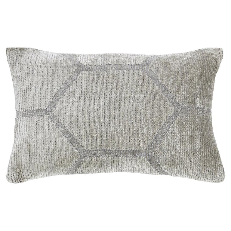 Modern Pearl Gray Geometric Throw Pillow For Sale at 1stDibs