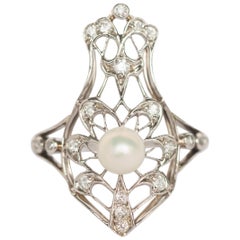 Pearl Platinum Engagement Ring