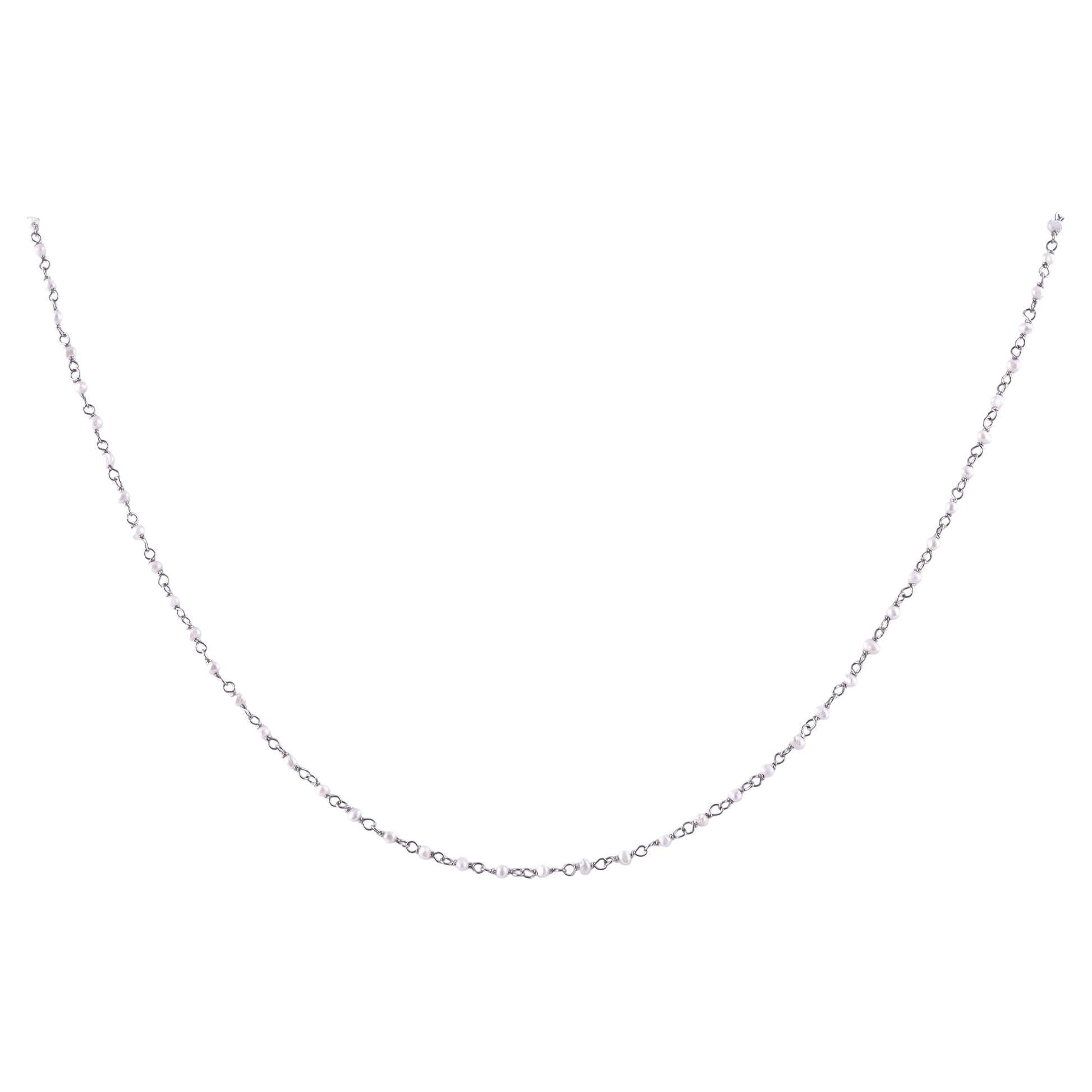 Pearl Platinum Necklace For Sale