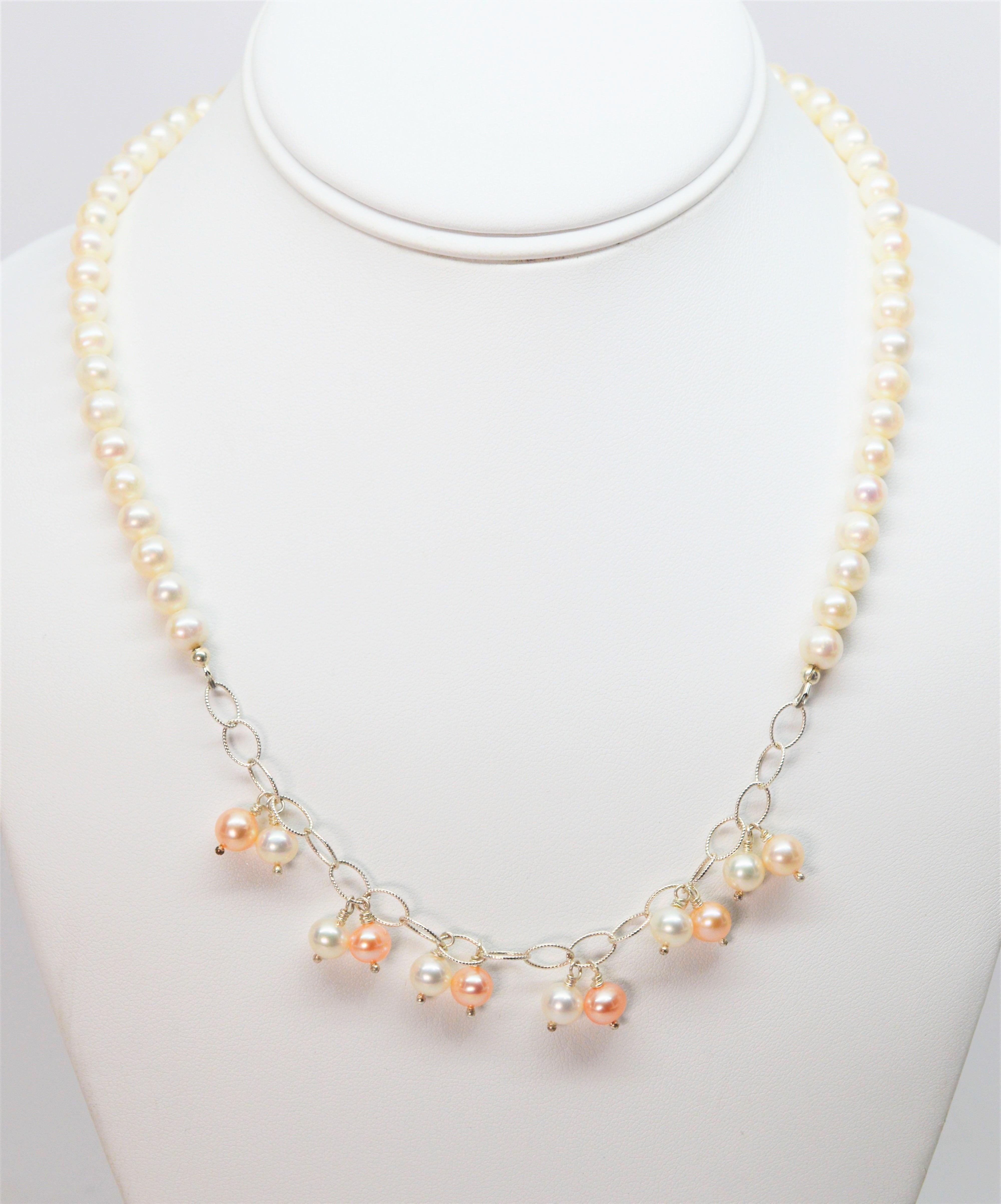Women's Pearl Rain Drop Chain Necklace For Sale