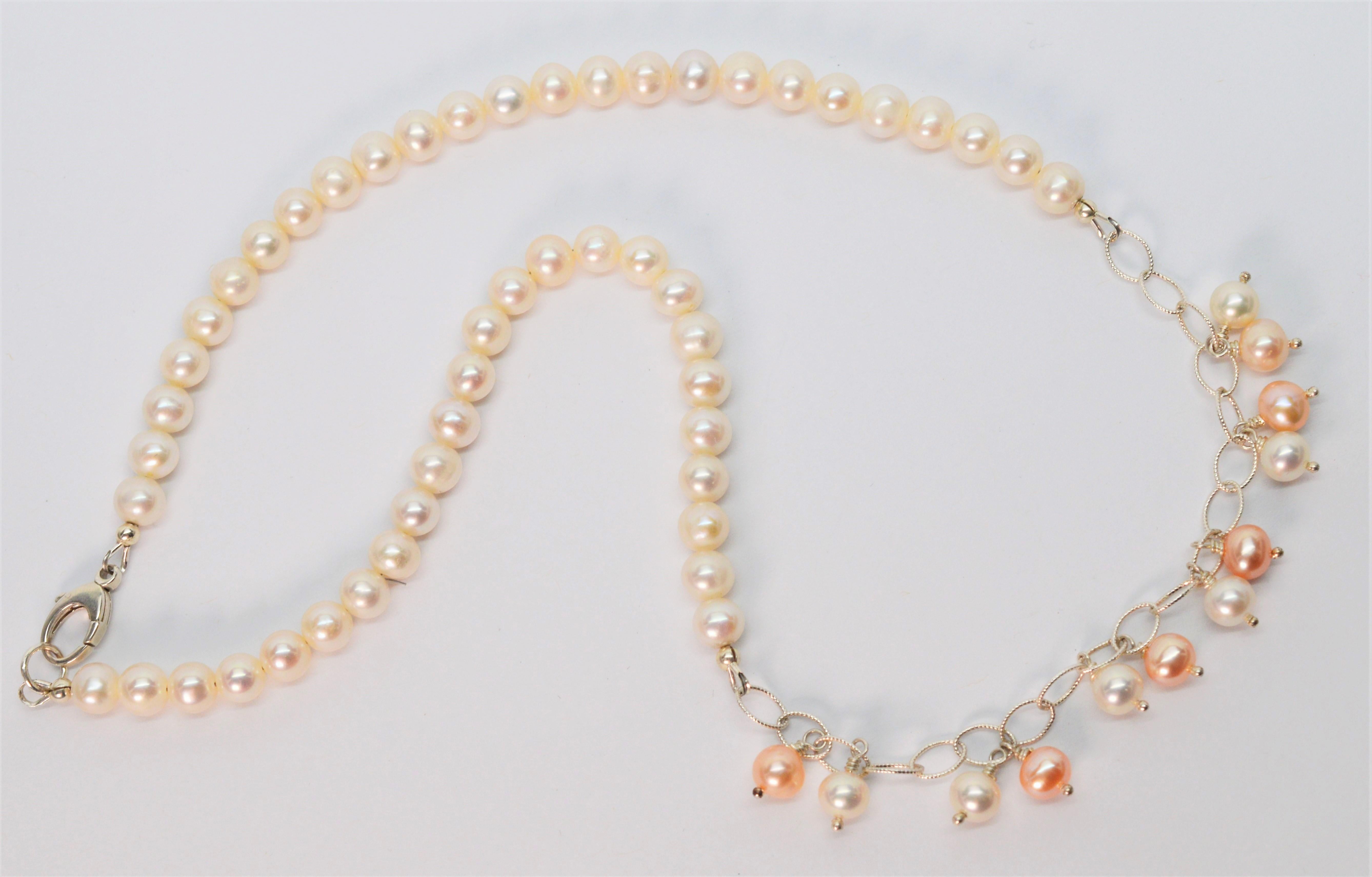 Pearl Rain Drop Chain Necklace For Sale 1