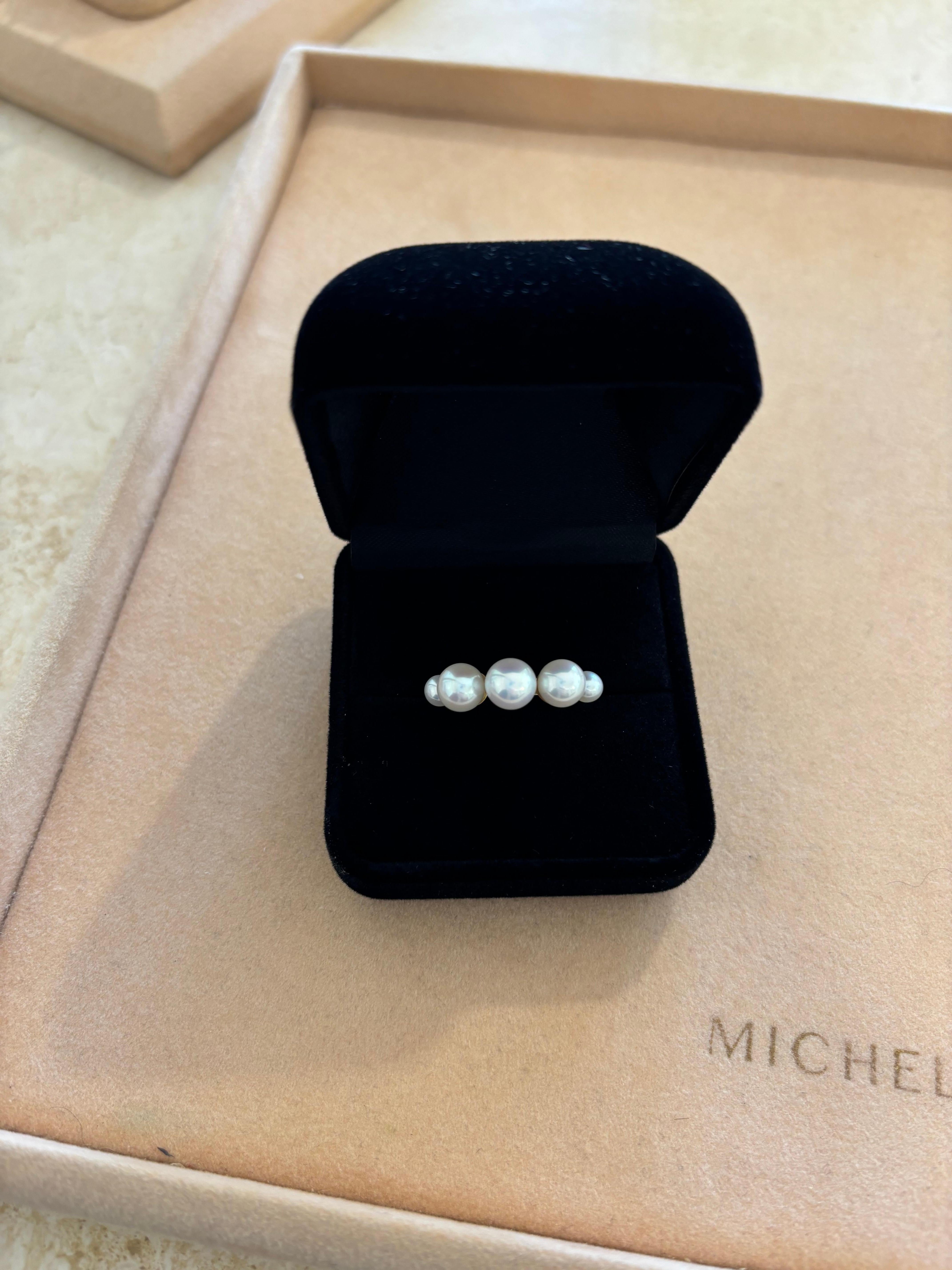 Anello con perle, oro 18 carati in vendita 4