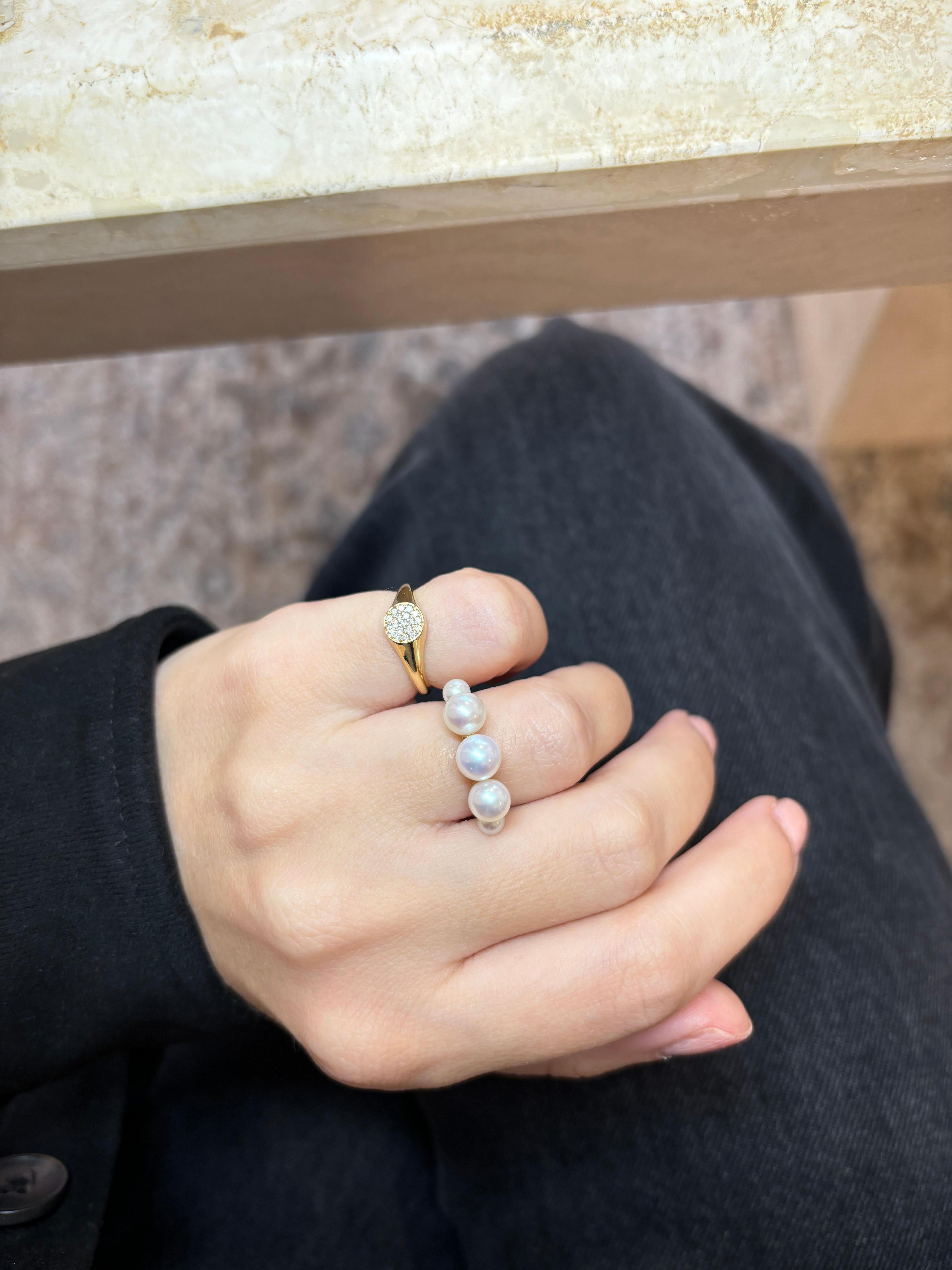 Anello con perle, oro 18 carati in vendita 5