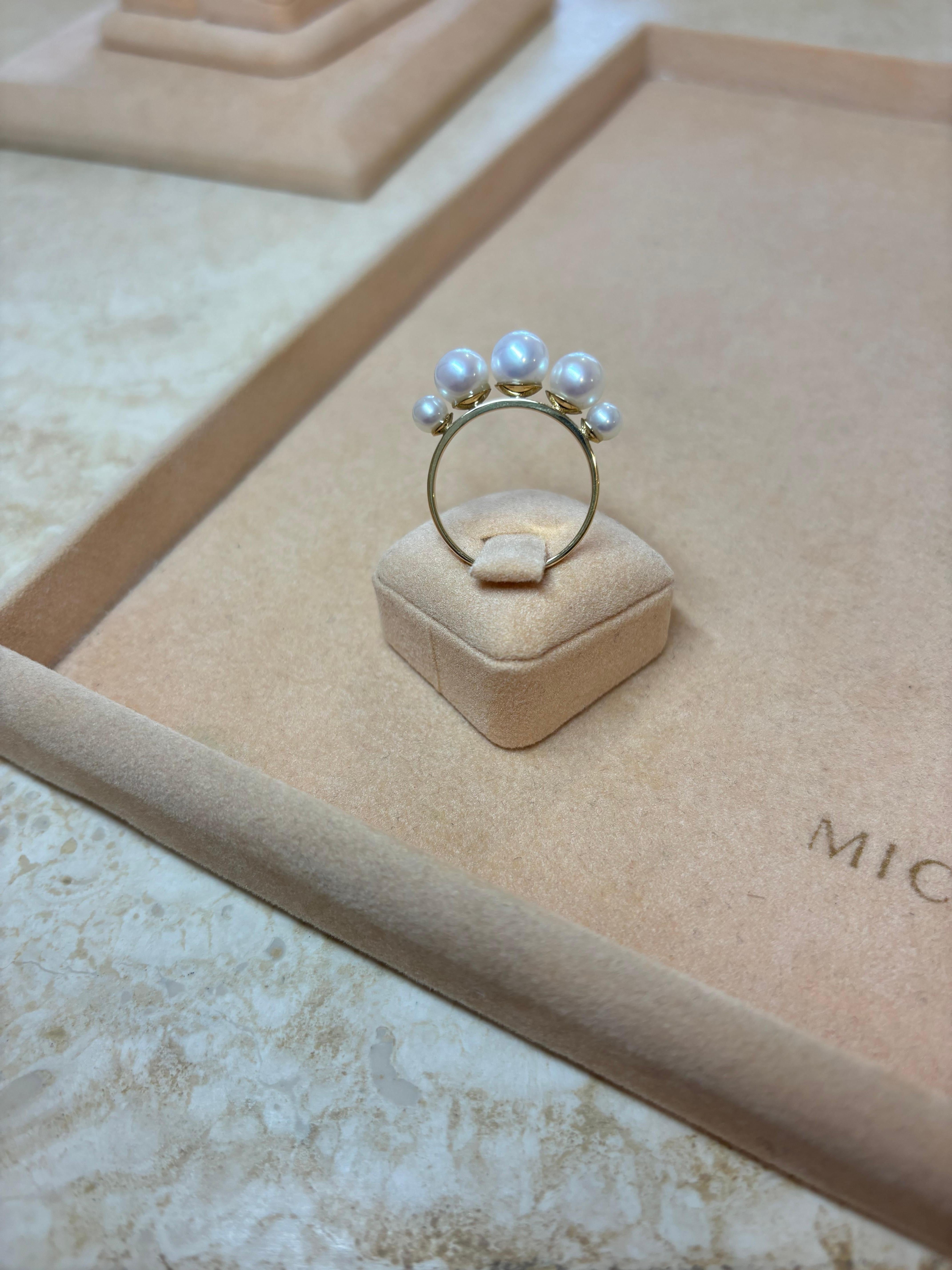 Anello con perle, oro 18 carati In condizioni Nuovo in vendita a Nicosia, CY