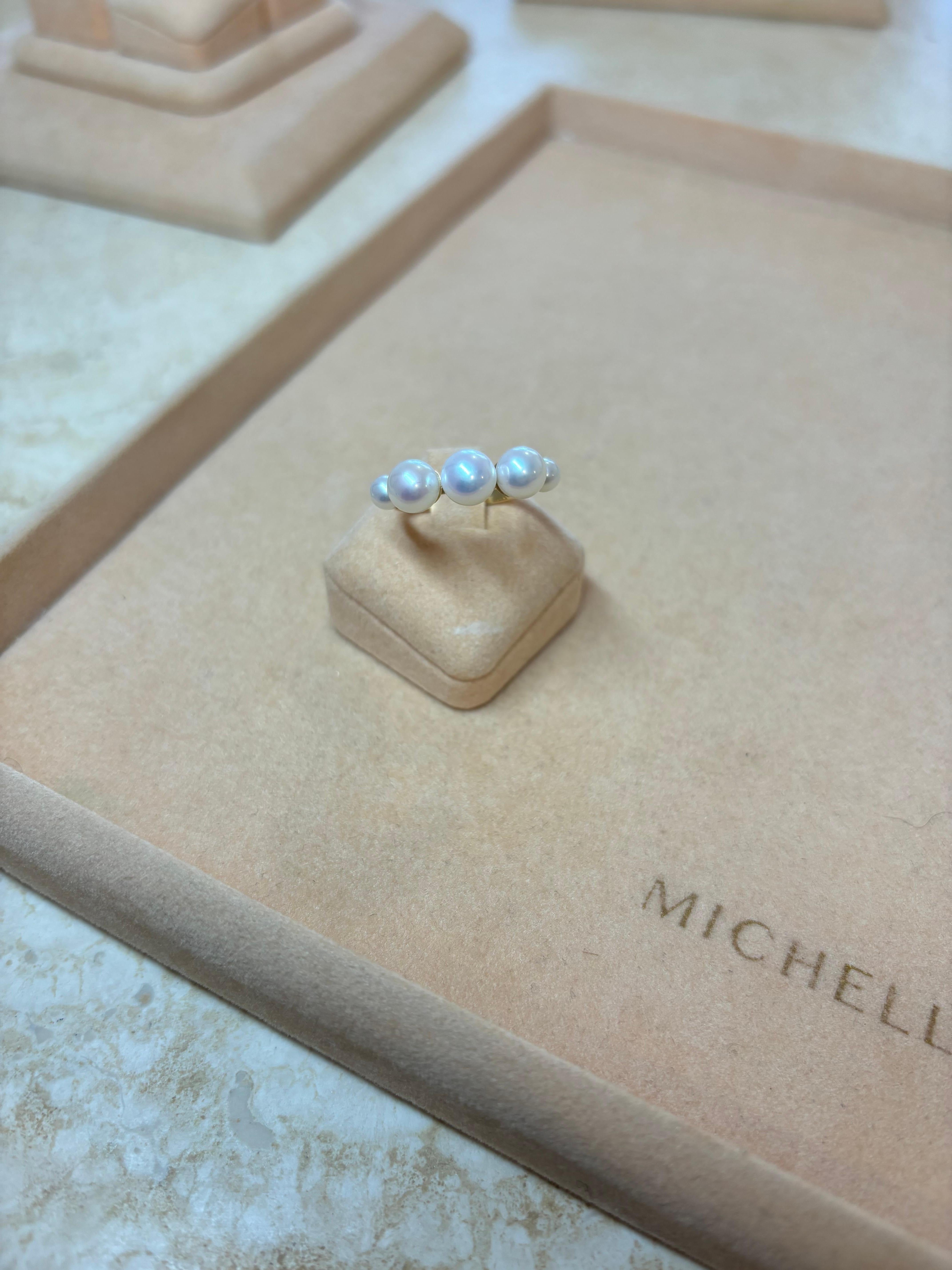 Anello con perle, oro 18 carati in vendita 1