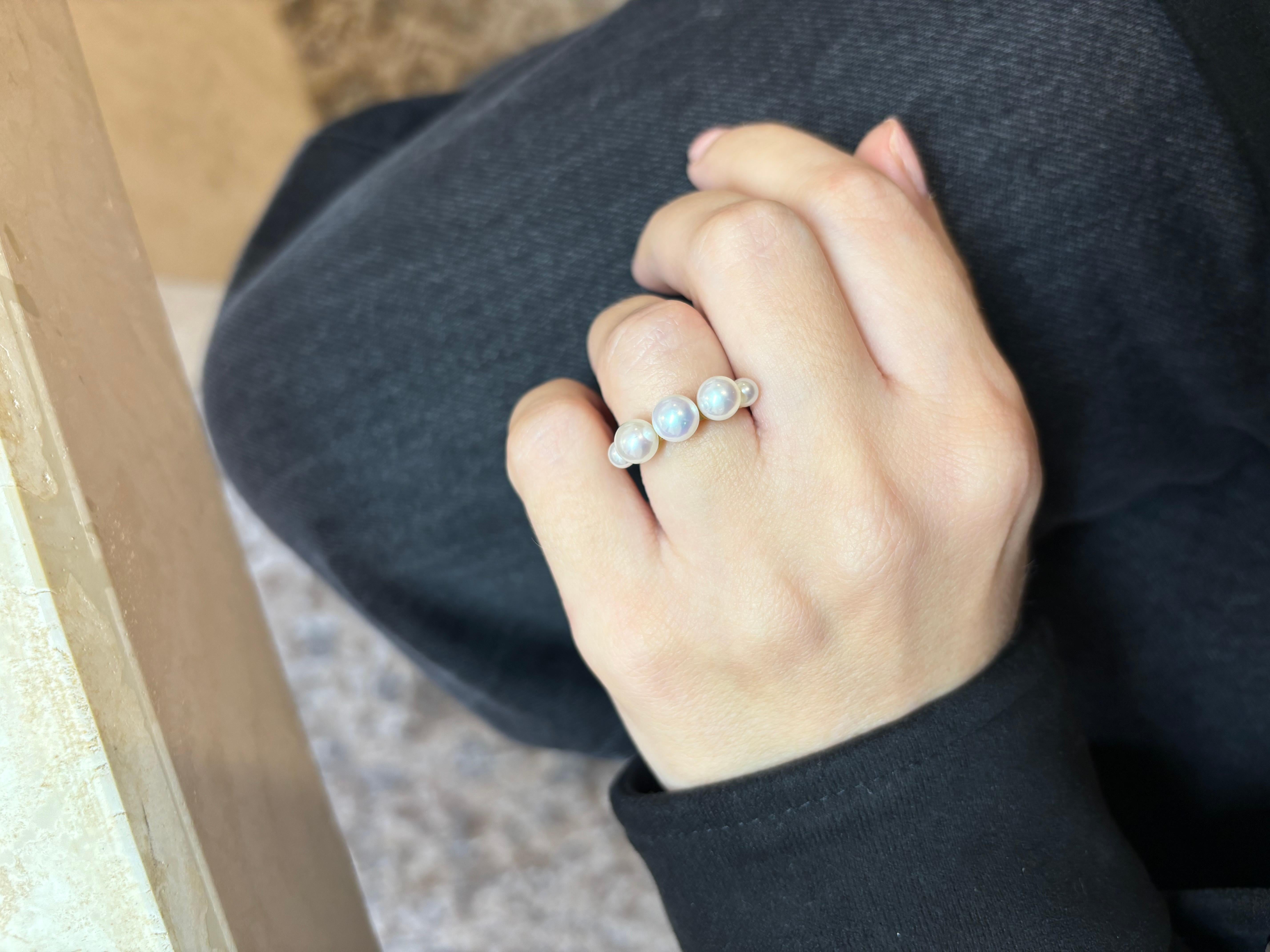 Anello con perle, oro 18 carati in vendita 2