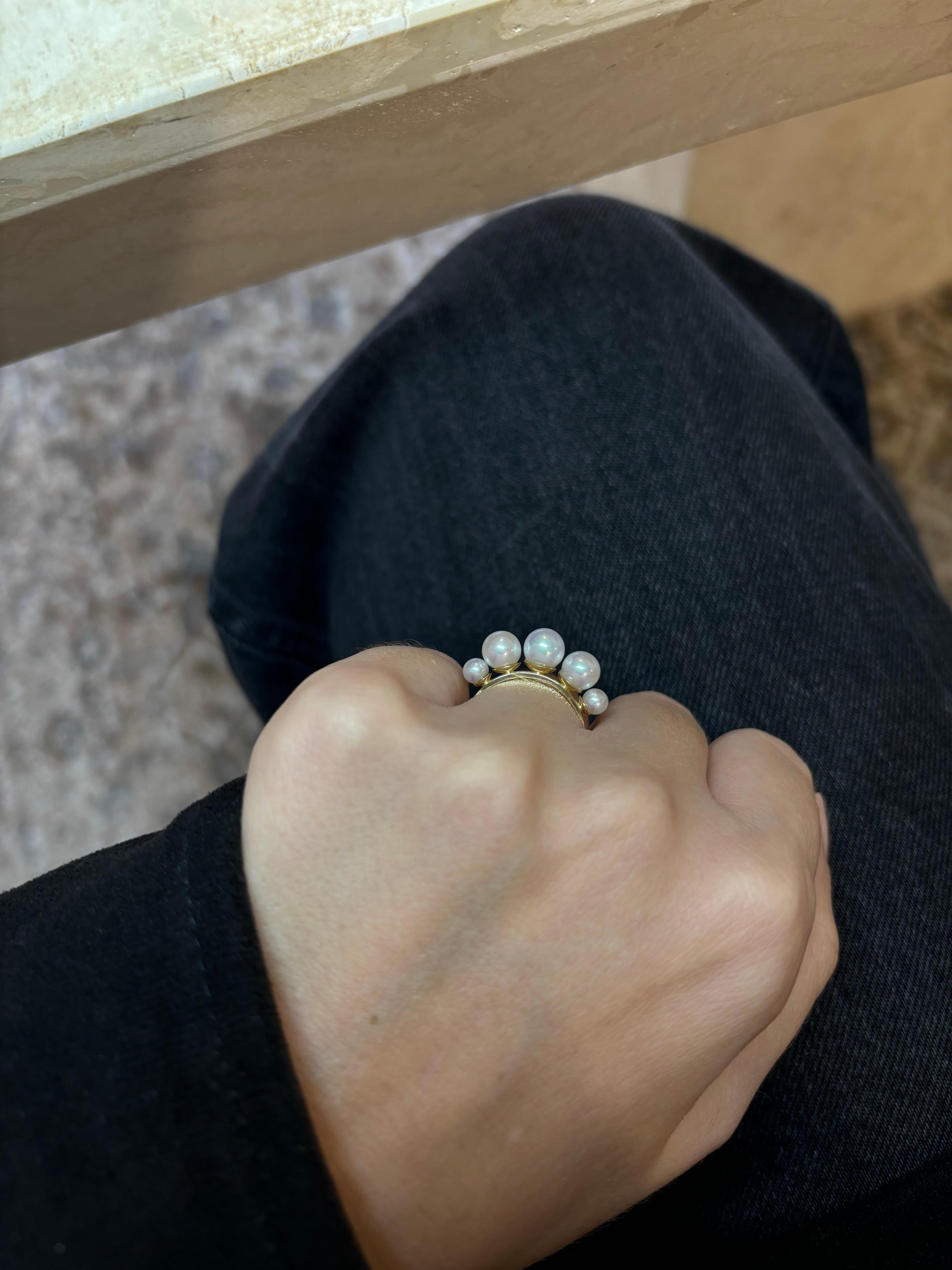 Anello con perle, oro 18 carati in vendita 3