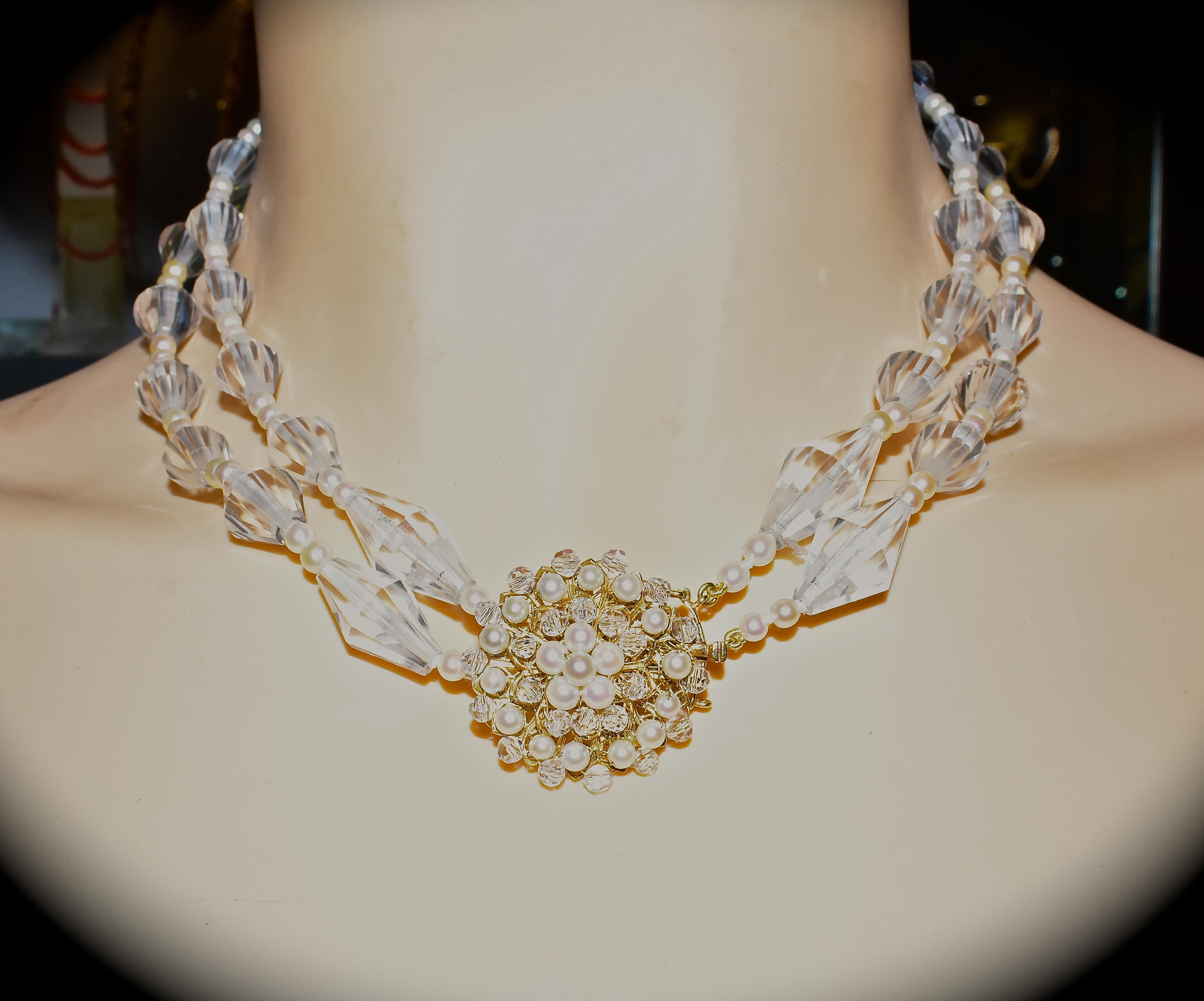 Pearl, Rock Crystal and Yellow Gold Necklace and Earring Set 8