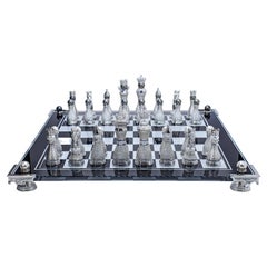 Antique Pearl Royale 18K White Gold, Diamond, Sapphire and South Sea Pearl Chess Set