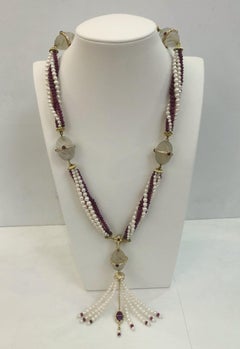 Pearl Ruby and Diamond Necklace