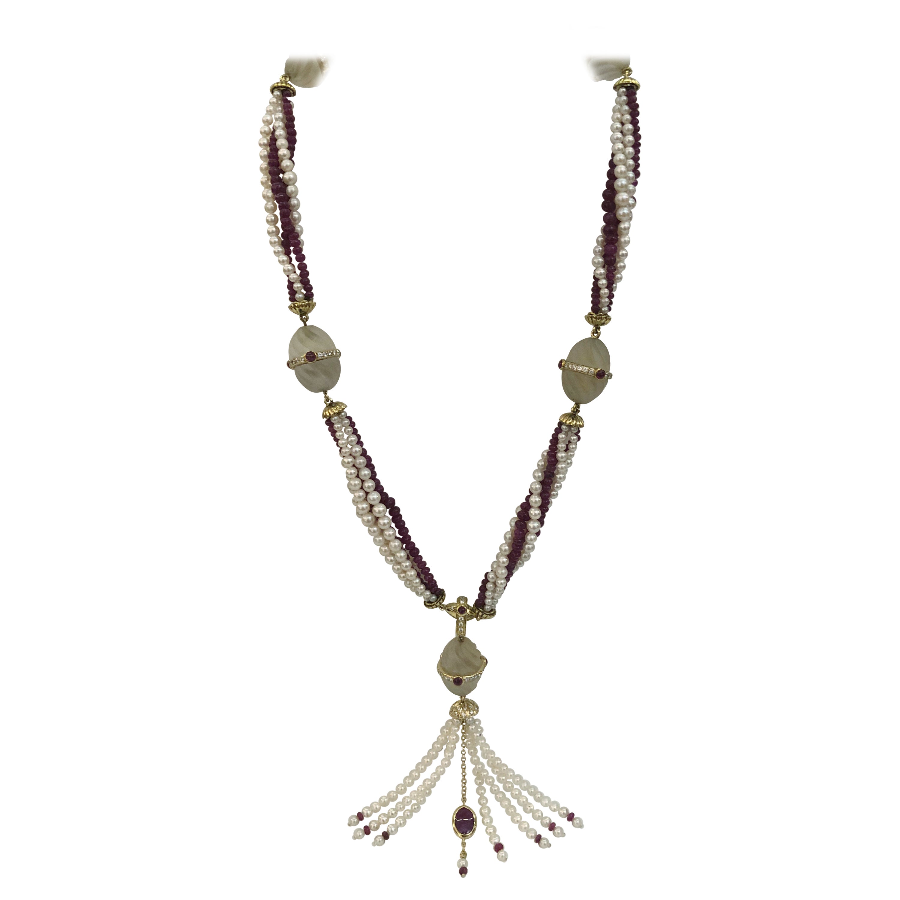 Pearl Ruby and Diamond Necklace
