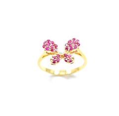 Pearl Ruby Butterfly Ring in 14 Karat Yellow Gold