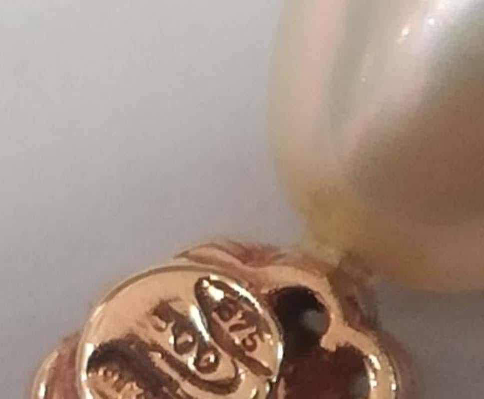 Pearl, Ruby, Diamonds, Rose Gold and Silver Pendant Necklace. For Sale 1