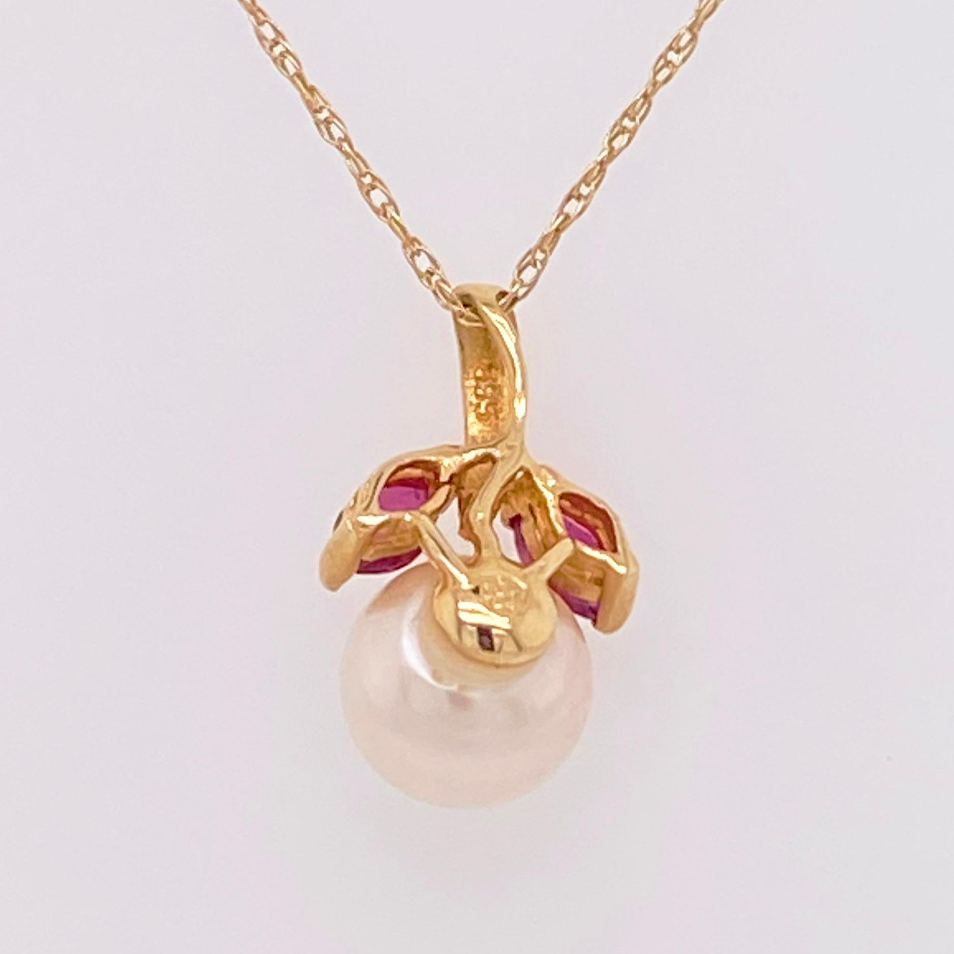 pearl and ruby pendant