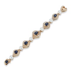Perlen-, Saphir- und Diamantarmband