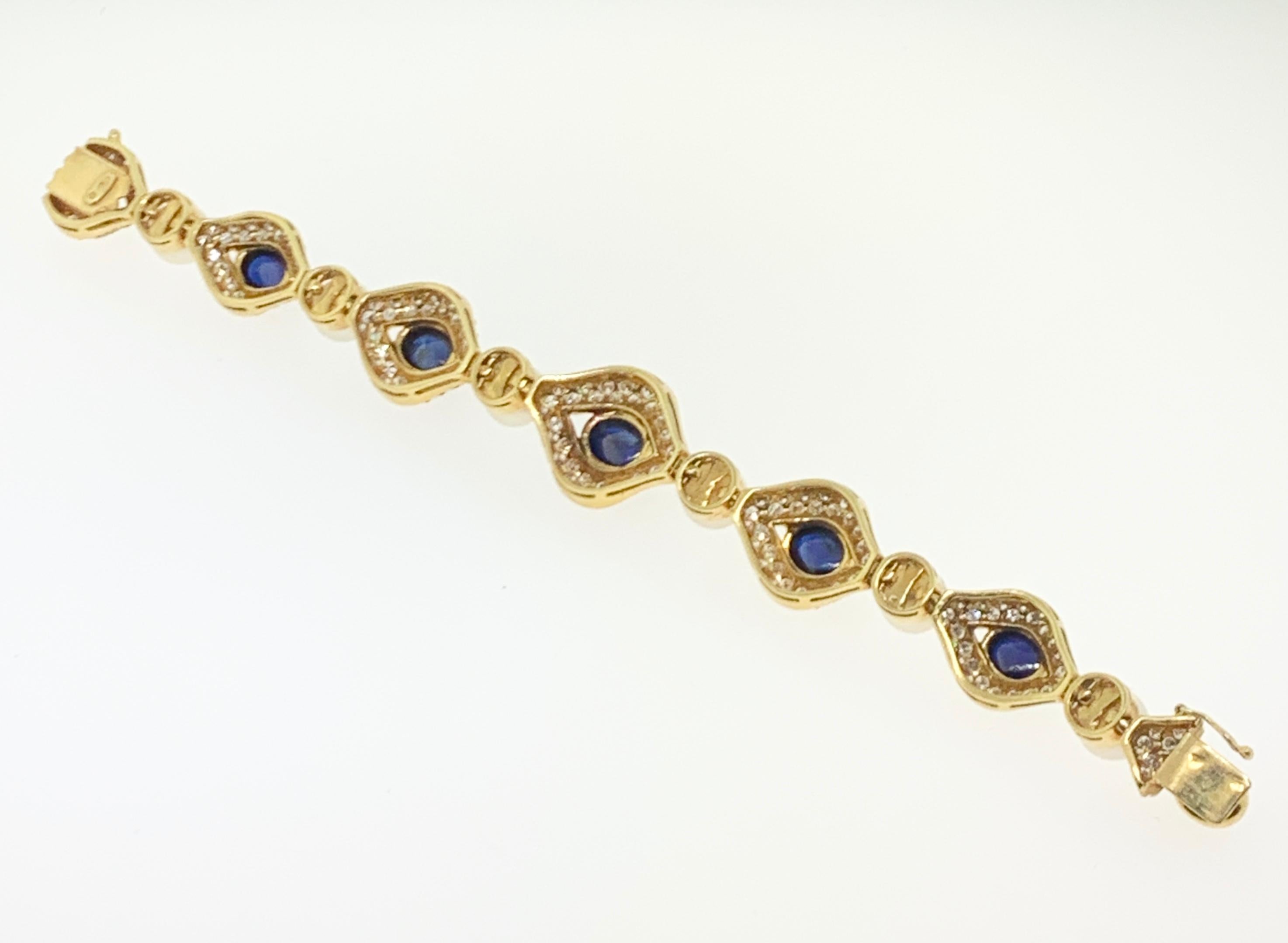 Pearl, Sapphire and Diamond Bracelet In Excellent Condition For Sale In New York, NY