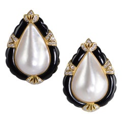 diamond earrings frederick md Pearl Shape Pearl Onyx Diamond Earrings