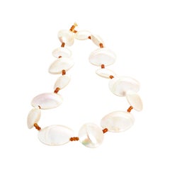 AJD 23" Pearl Shells & Natural Sparkling Hessonite Garnets Glowing Necklace