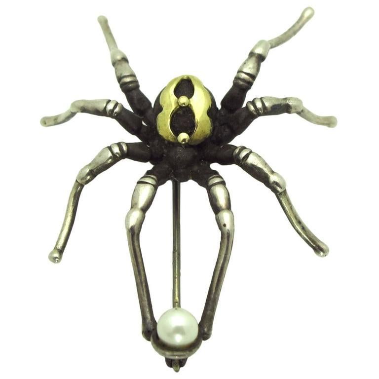 black and silver spider