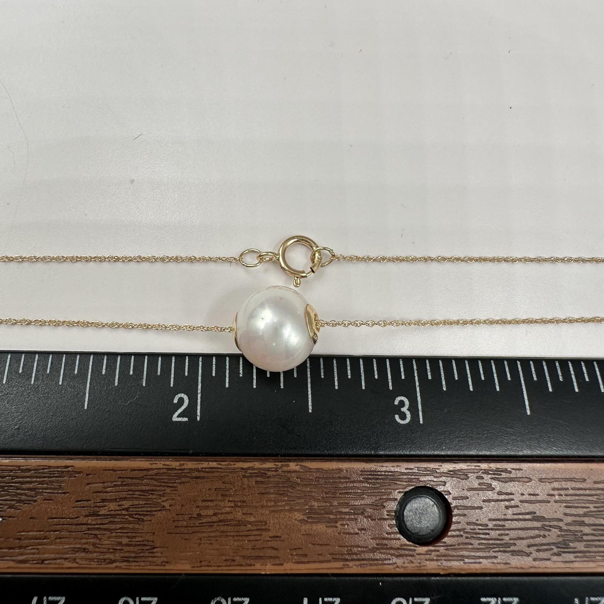 Collier de perles en or jaune 14kt - Perle 9.5mm, 18