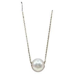 Collier de perles en or jaune 14kt - Perle 9.5mm, 18", 1.8g, New