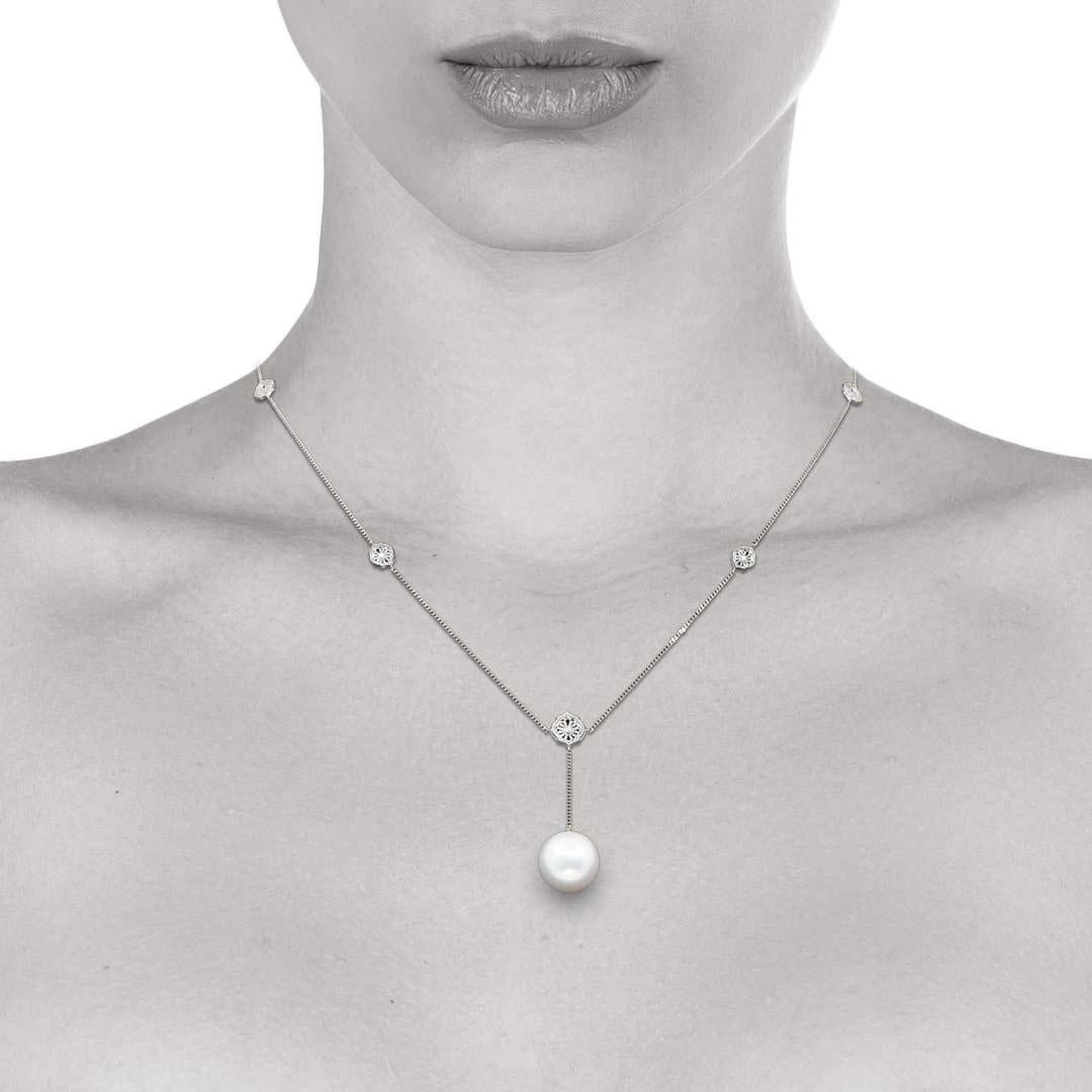 Round Cut Pearl Sterling Silver Mauresque Necklace Natalie Barney For Sale