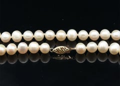 Pearl Strand 16" 7.8-8.1mm Necklace w/ 14k Yellow Gold Filigree Hook Clasp