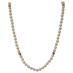 Zuchtperlenstrang Grade A Weiß Cremefarbene Perlen 14kt Gelbgold Perlen 31 Zoll