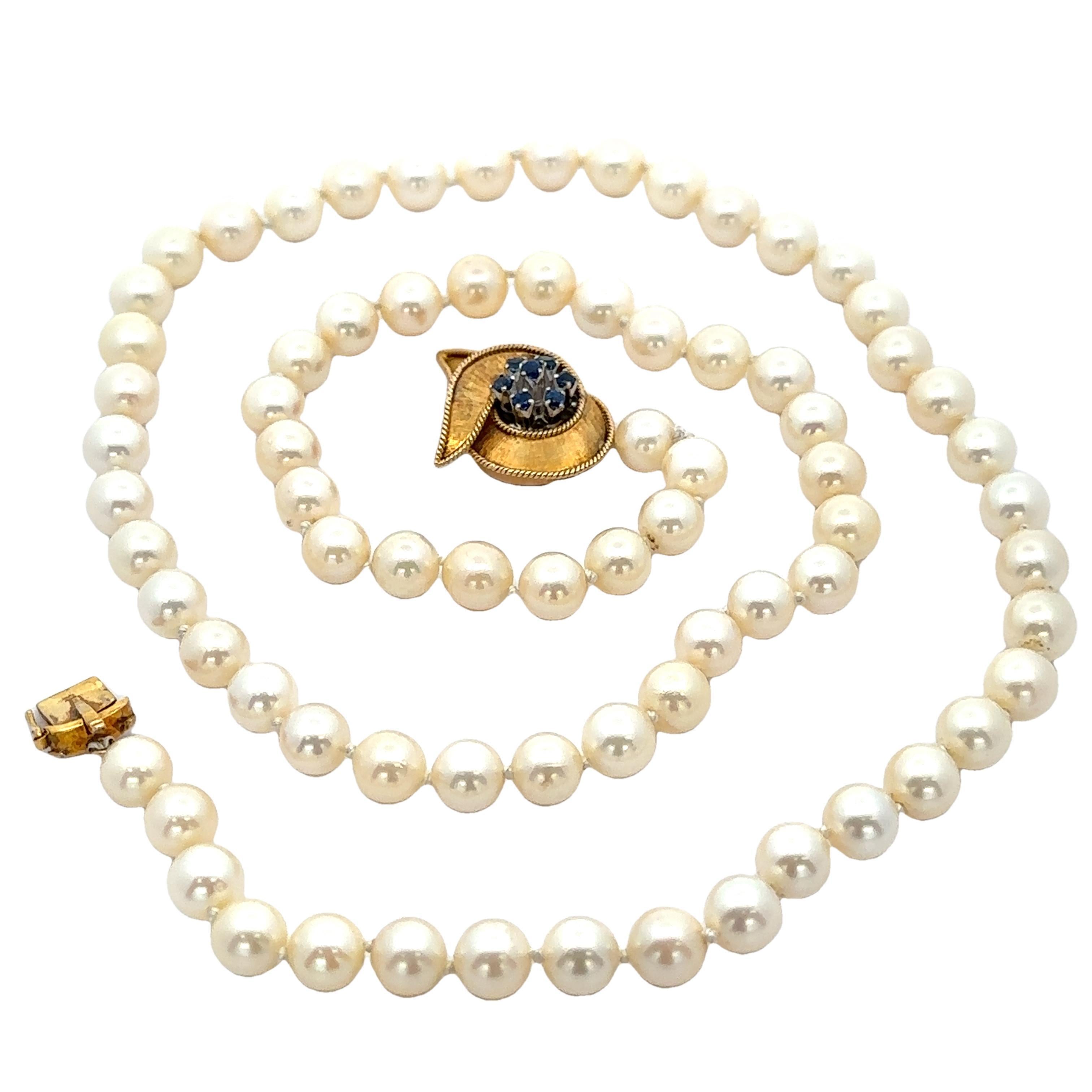 Collier de perles avec fermoir en or 14k 0.50ctw Sapphire Twisted Swirl 26