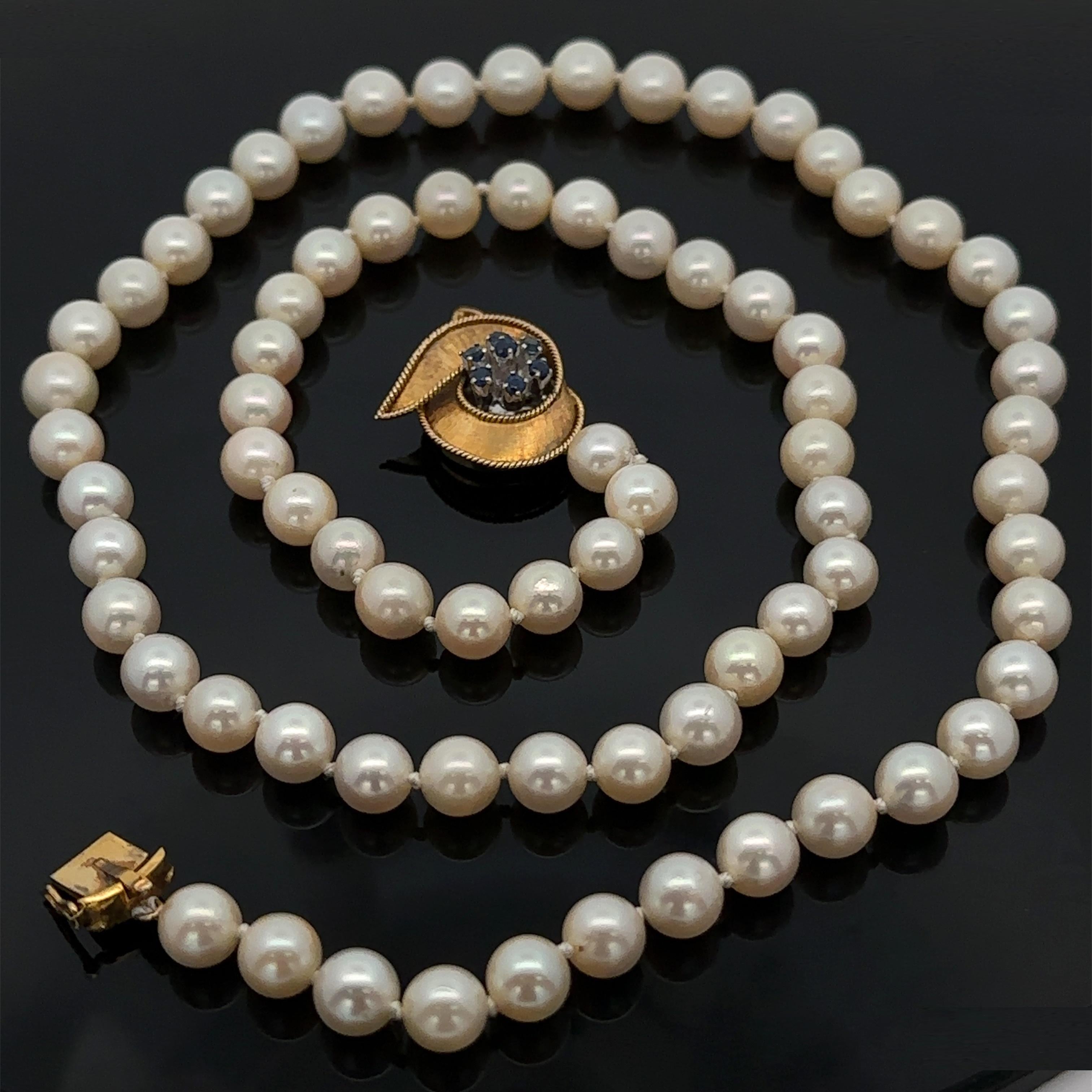 Collier de perles avec fermoir en or 14k 0.50ctw Sapphire Twisted Swirl 26