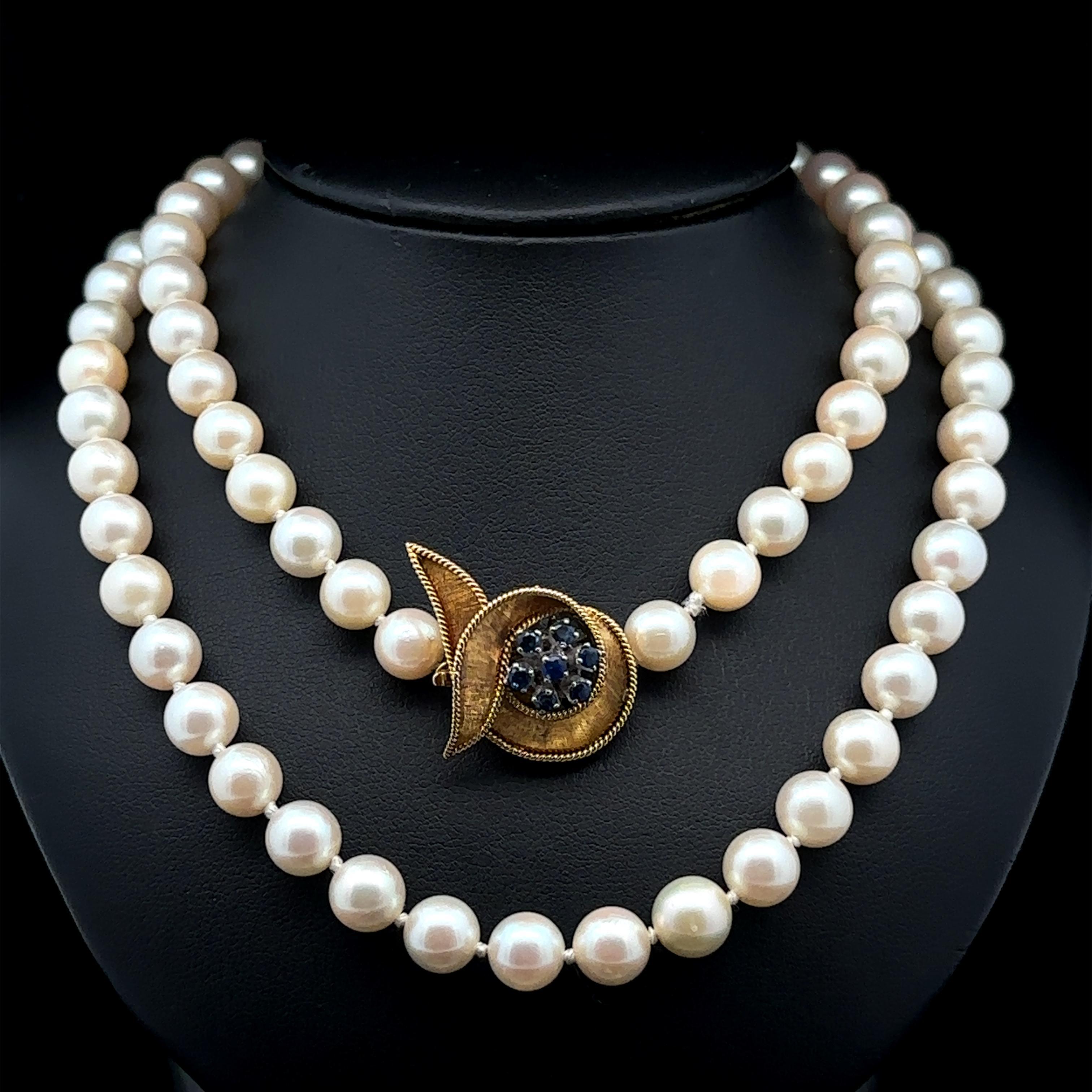 Collier de perles avec fermoir en or 14k 0.50ctw Sapphire Twisted Swirl 26
