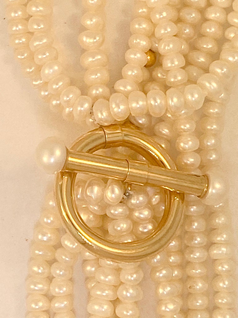 Pearl Strand Necklace with 14k Gold Toggle Clasp Genuine Freshwater