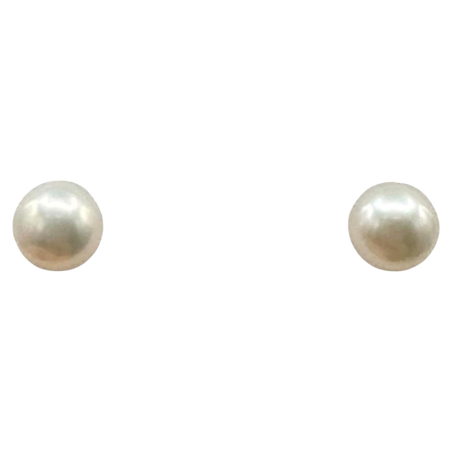 Pearl Stud Earrings 10K Yellow Gold 4.4mm New