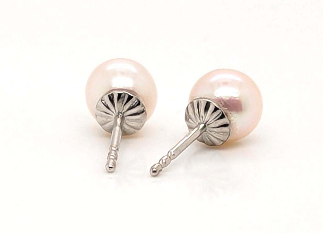 Pearl Stud Earrings 7mm 14K White Gold In Excellent Condition For Sale In Dearborn, MI