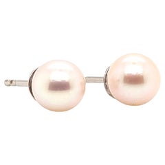 Pearl Stud Earrings 7mm 14K White Gold