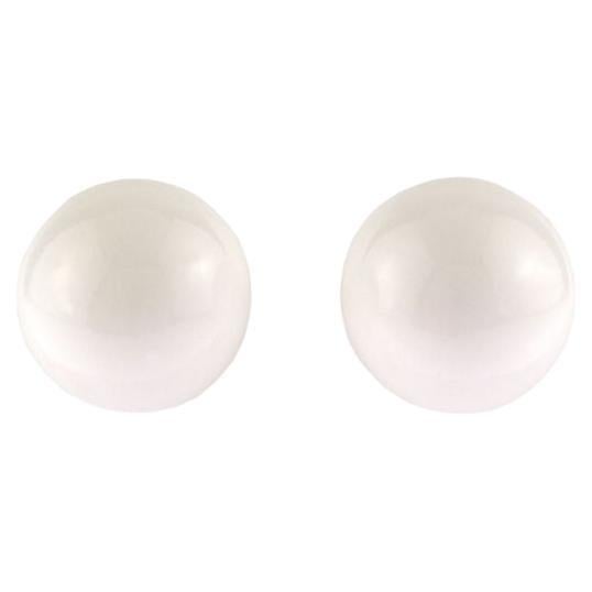 Pearl Stud Earrings, Solid 14K Yellow Gold Akoya White Pearls For Sale