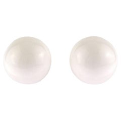 Pearl Stud Earrings, Solid 14K Yellow Gold Akoya White Pearls