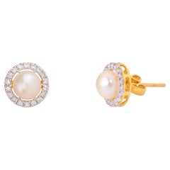 Ohrstecker mit Perlen und Diamanten aus 14k Gold
