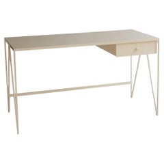 Cream Study Desk with Natural Linoleum Table Top and Drawer, Customisable