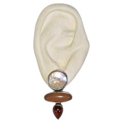 Vintage Pearl Sunstone Garnet Earrings