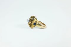 Pearl Surrounded by Sapphires and Diamonds, Ring by Elmar Seidler