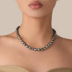 Blue Freshwater Baroque Pearl Necklace with Gold Plated Stainless Steel Chain