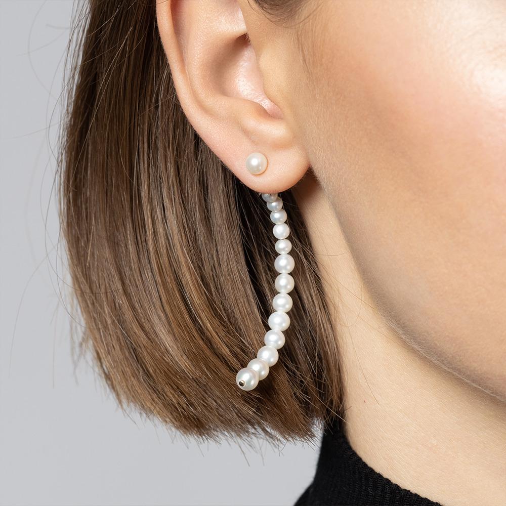 Contemporary Pearl Tails Earrings For Sale