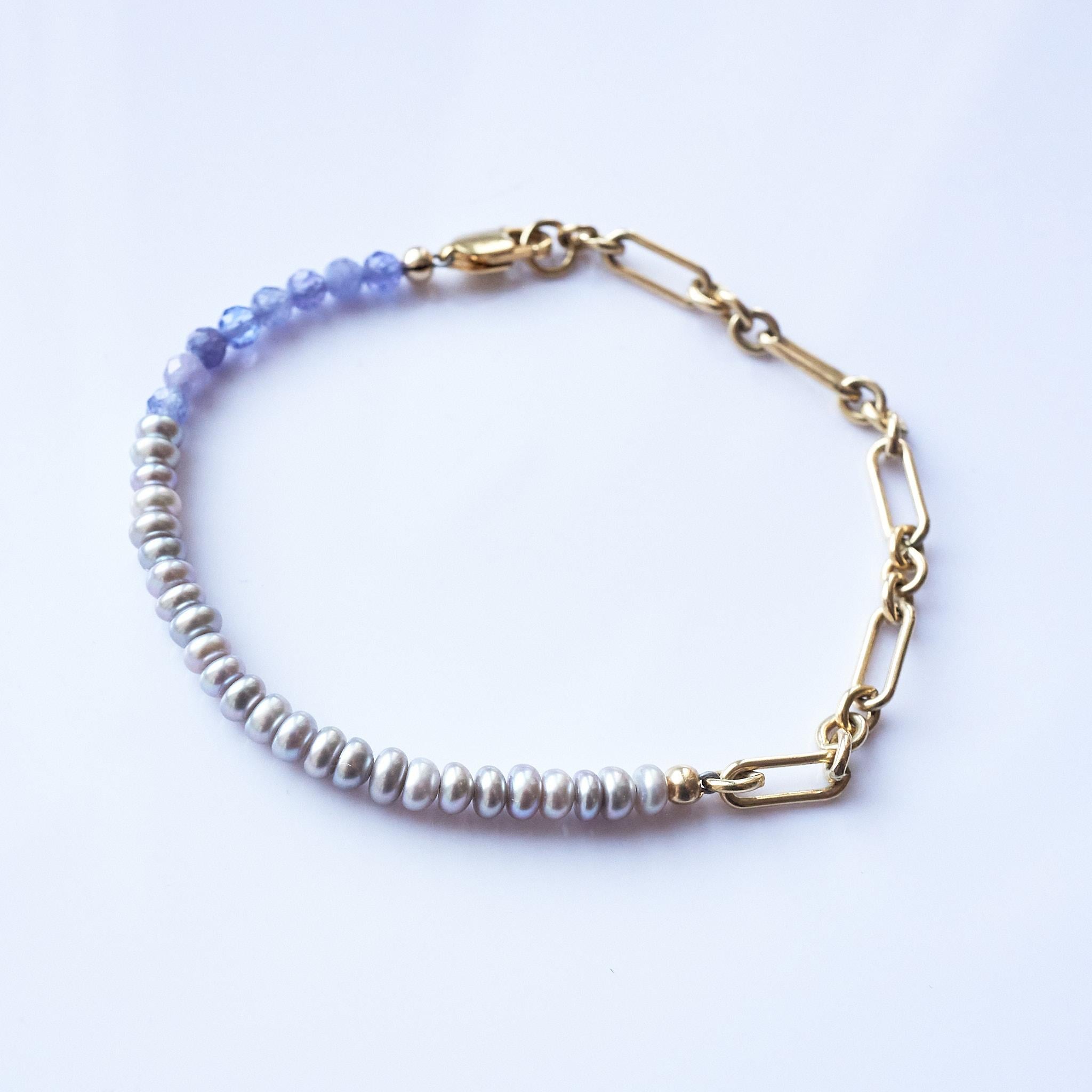 Pearl Tanzanite Bracelet Beaded Chain J Dauphin For Sale 5