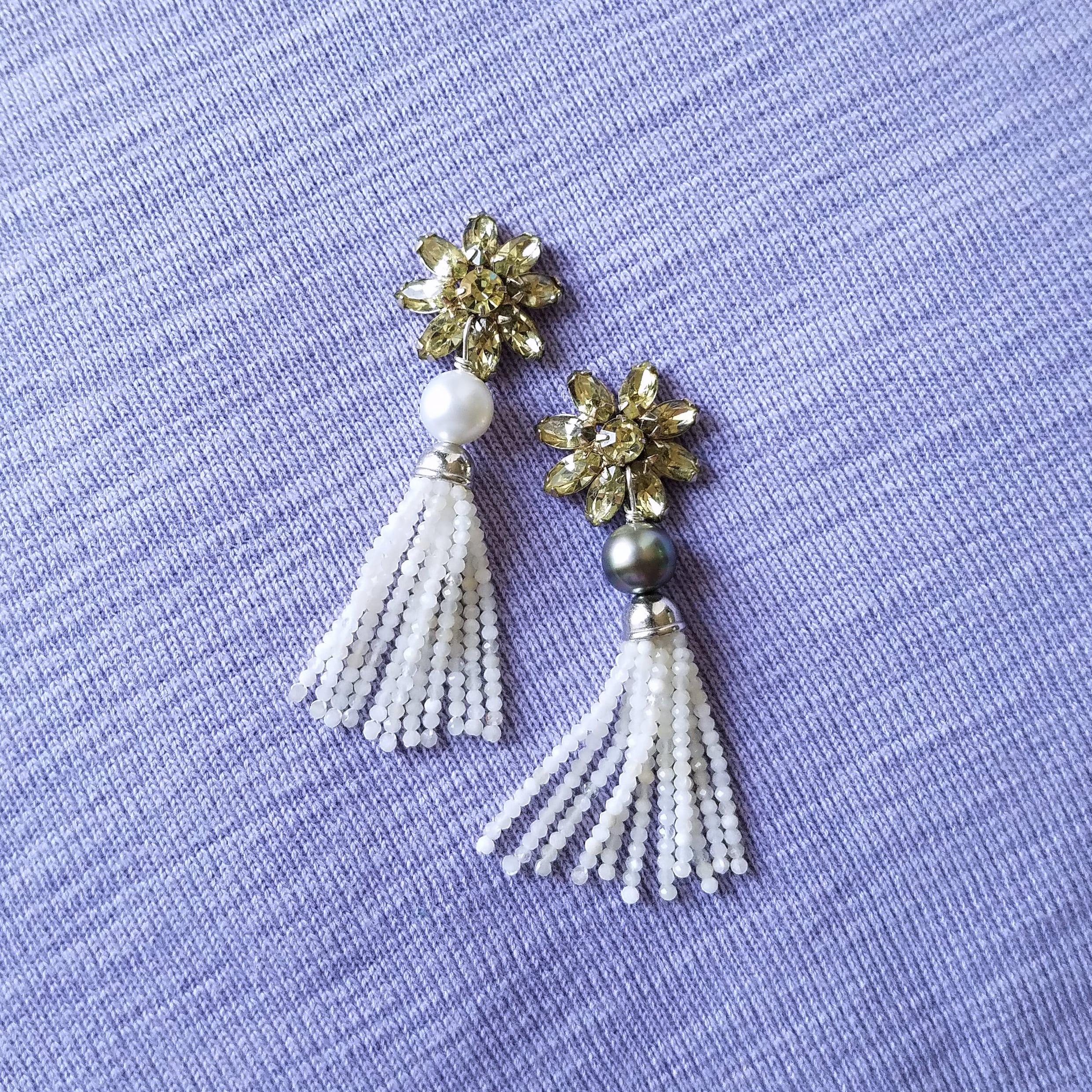 Artisan Pearl Tassel Earrings For Sale