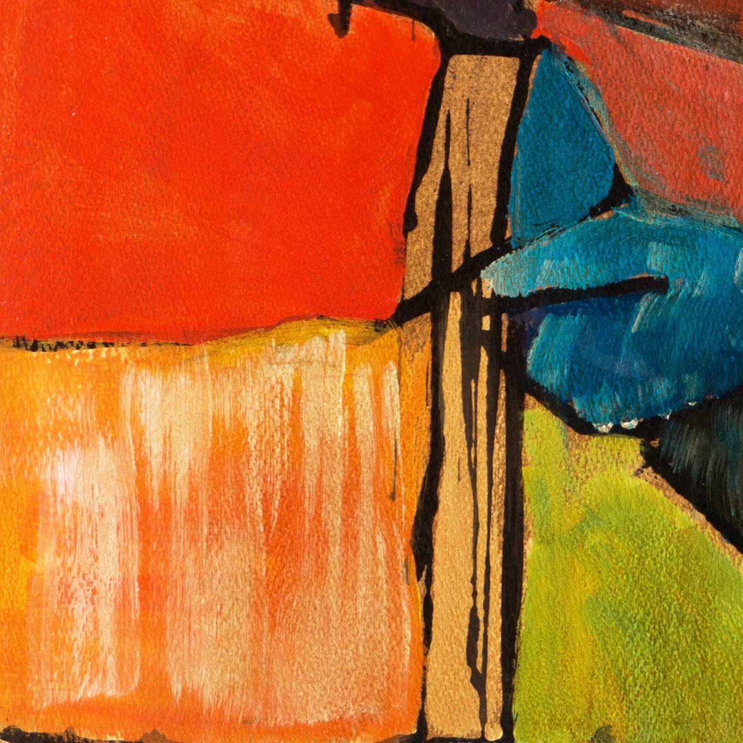'Abstract in Coral and Turquoise', Woman Artist, Pasadena For Sale 1