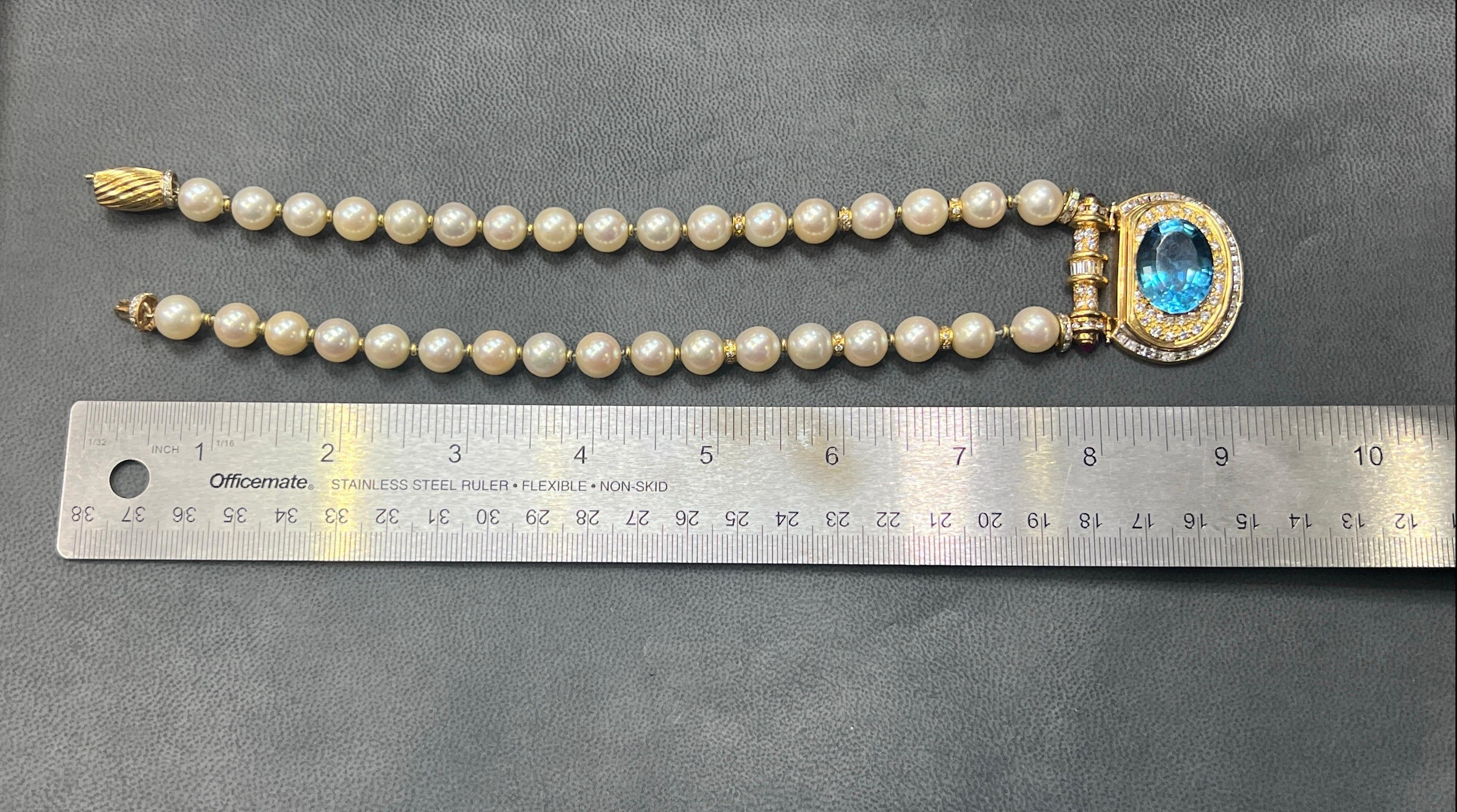 Pearl Topaz & Diamond Pendant Necklace For Sale 4