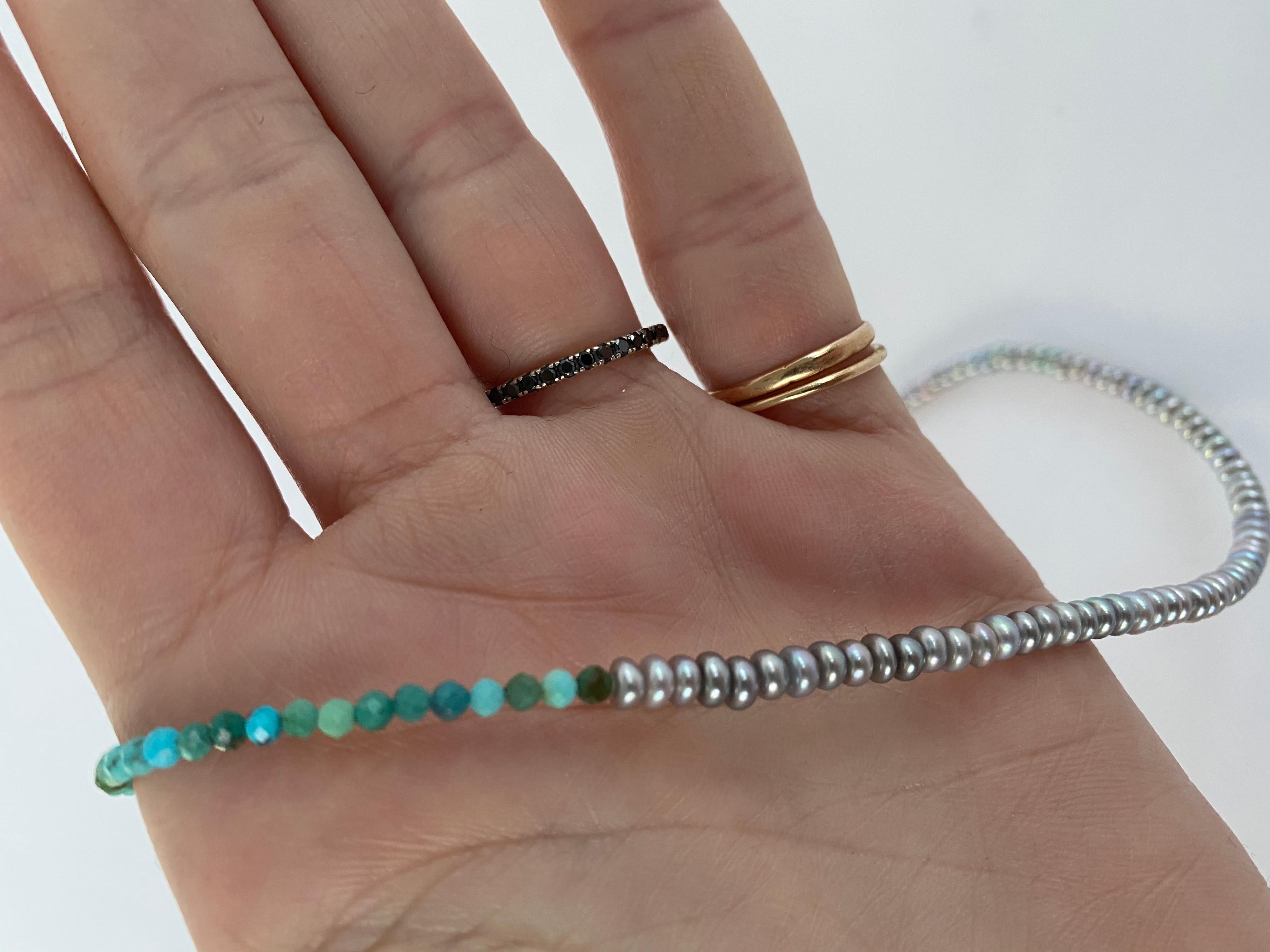 Türkisfarbene Perle  Perlenhalsband Halskette  Goldgefüllte Kette J Dauphin (Romantik) im Angebot